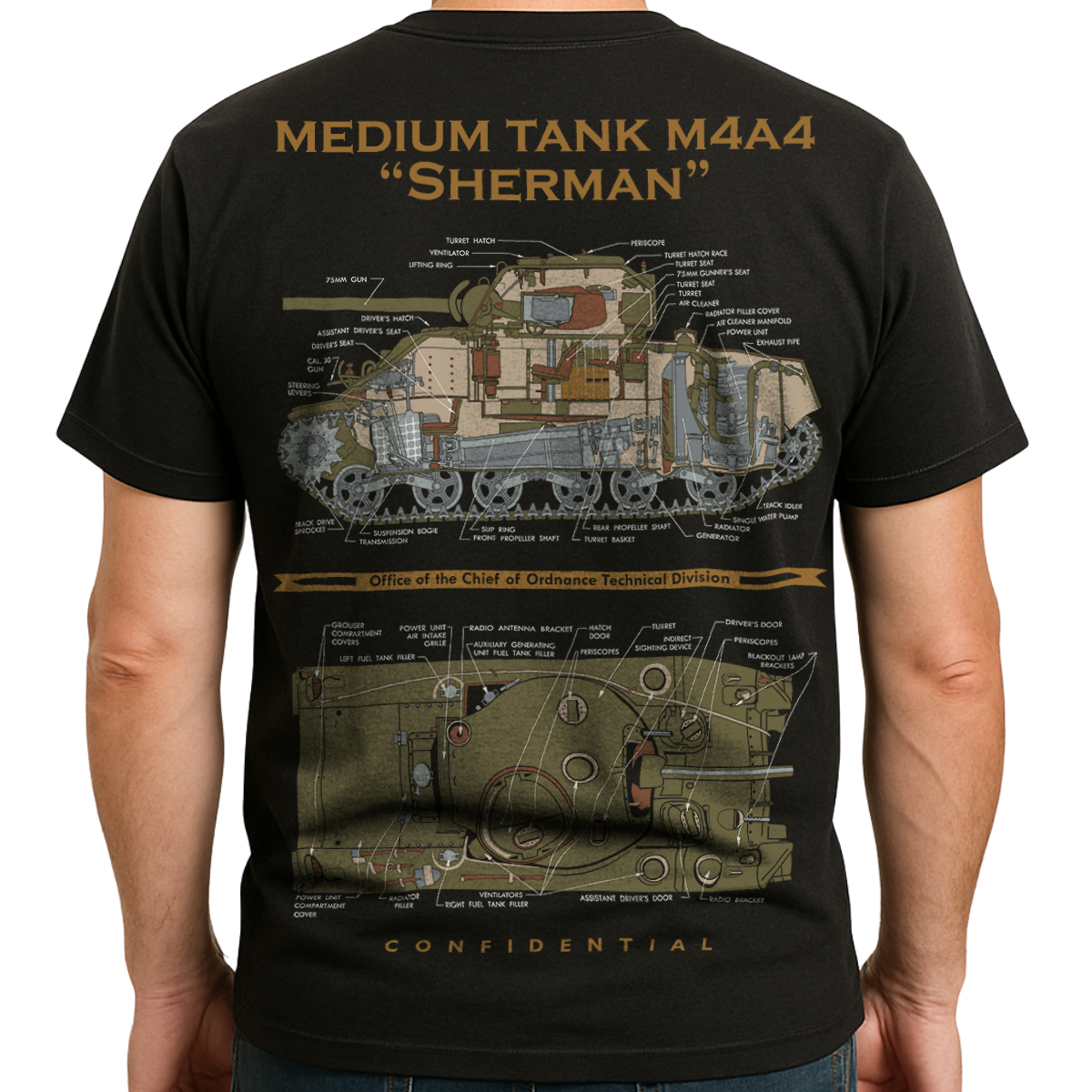 M4A4 Sherman Tank T-Shirt 100% USA-Made