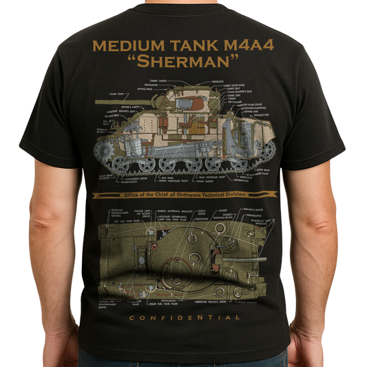 M4A4 Sherman Tank T-Shirt 100% USA-Made